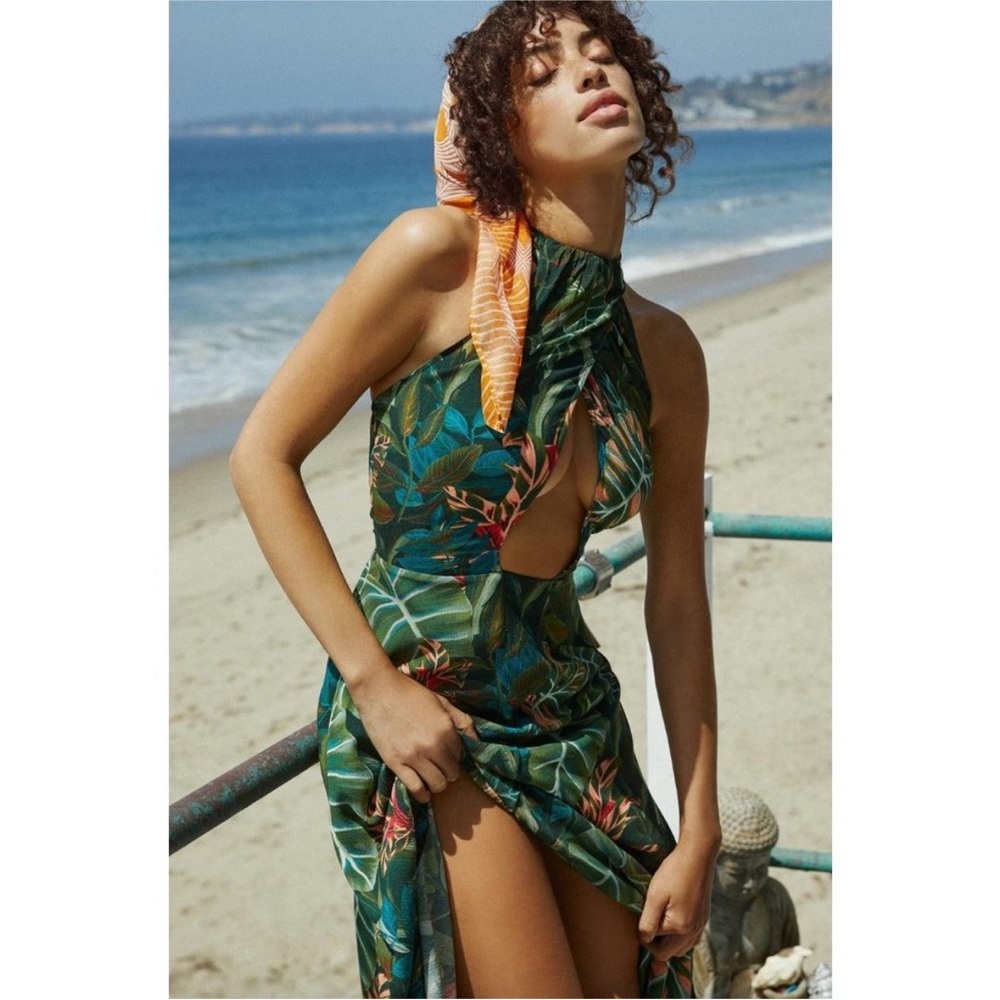 NWT Farm Rio Anthropologie Foliage Jungle Cutout Dress - Picture 4 of 12